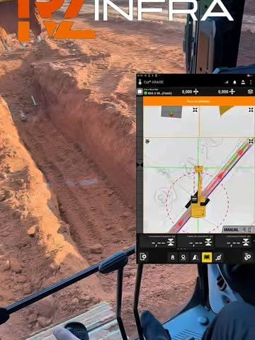 Cabine de escavadeira com tela do sistema 3D da RZ Infra